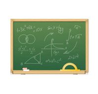 Vector green chalkboard with mathematics symbols