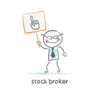 Stock broker holding a sign with his hand N9