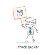 Stock broker holding a sign with his hand N10