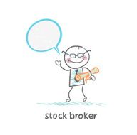 stock broker with documents says