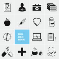 Medicine Health and Drugs Vector Icons Set