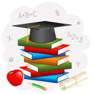 Mortar Board on Book with Degree