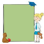 School girl with a banner