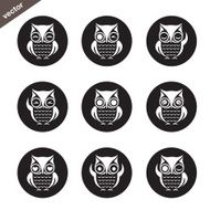 Vector group of owl in the circle on white background