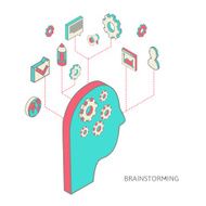 isometric style vector illustration brainstorming process concept N4