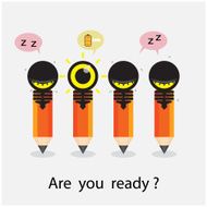 Creative pencil and light bulb design with difference concept