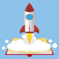 Rocket launch from book