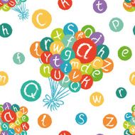 Seamless pattern - funny english alphabet in colorful air balloons