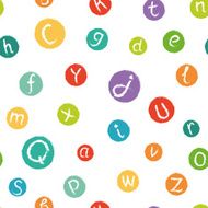 Seamless pattern - funny english alphabet in colorful circles
