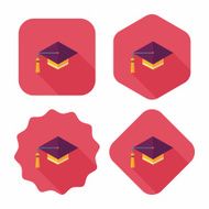 Education Cap flat icon with long shadow eps10 N22