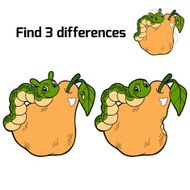 Find 3 differences (pear and caterpillar) N2