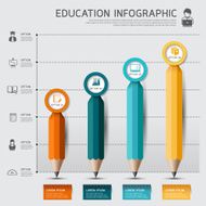 Vector Education pencil Infographics graph and diagram option