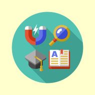 School mini icon set Long shadow flat design Vector illustration