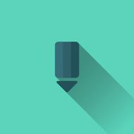 Blue pencil icon Flat design