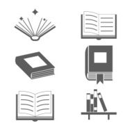 Reading Books Signs and Symbols Icons Template on Stylish Background