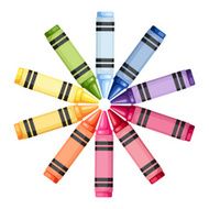 Colored crayons in a circle Vector illustration