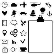 Collection of black icons on white background vector