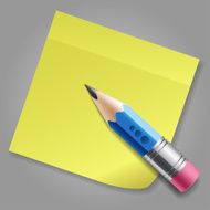 Blue pencil and yellow sticker reminder page