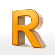 golden 3d alphabet R