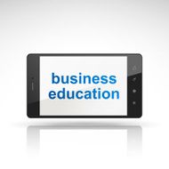 business education words on mobile phone