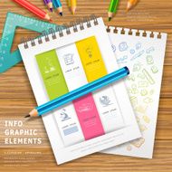 education infographic design with pencils and notebooks N2