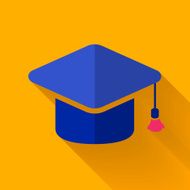 colorful flat design graduation cap icon