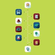 Flat concept set modern design with shadow education icons N30