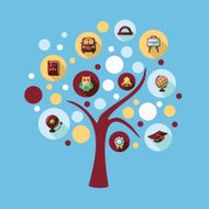 Flat concept set modern design with shadow education icons N31
