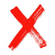 X - Red handwritten letter on white background N24