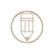 Pencil icon with pixel print halftone dots texture