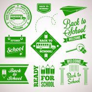 back to school icon set labels design N2