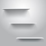 Realistic triple book shelf template vector