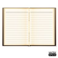 Open old notebook isolated on white