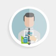 Vector round paper icon researcher successful man N3