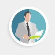 Vector round icon silhouette successful man N2