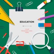Education and science concept - template with school&#039;s supplies
