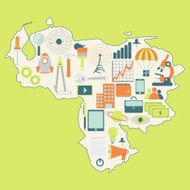 Map of Venezuela with technology icons