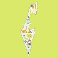 Map of Israel with technology icons