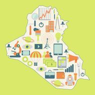 Map of Iraq with technology icons