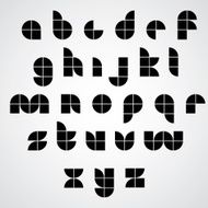 Monochrome black spherical sectored font