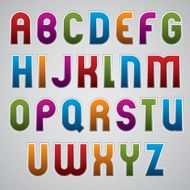 Colorful glossy rounded font geometric letters