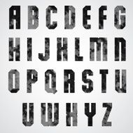 Black and white dotty graphic upper case letters industrial