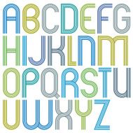Rounded big jolly cartoon uppercase letters striped N2