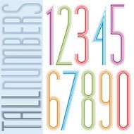 Poster tall colorful striped numbers on white background N4