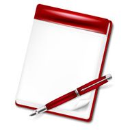 Red pencil and blank page of a notebook