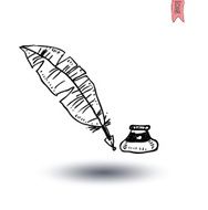 Feather pen and inkwell Hand-drawn vector illustration