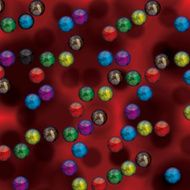 Molecule illustration red background N2