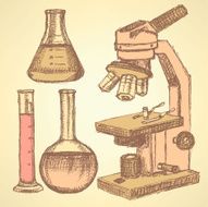 Sketch scientific set in vintage style N2