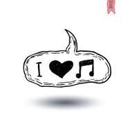 Speech Bubble Musical Note love hand drawn illustration