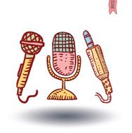 Retro microphone hand drawn illustration